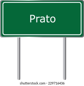 Prato , Italy , road sign green vector illustration, road table