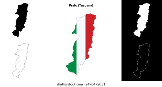 Prato province outline map set