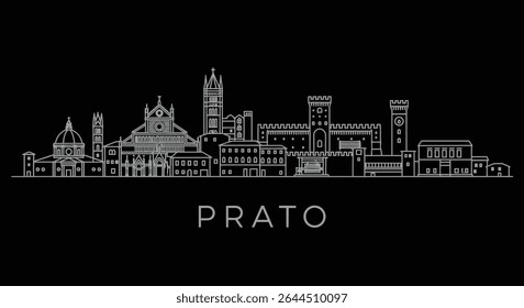 Prato Skyline with Italy, and Minimalist Outline.