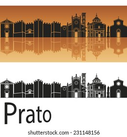 Prato skyline in orange background in editable vector file