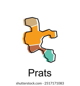 Mapa de Prats, mapa vetorial de Andorra País com design de mapa de estilo colorido e contorno, adequado para sua empresa