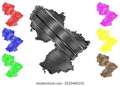 Prattigau Davos District (Switzerland, Swiss Confederation, Canton of Grisons, Graubünden or Graubunden) map vector illustration, scribble sketch Prättigau Davos Region map