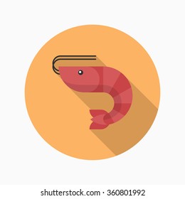 Prawn apron flat  icon with long shadow,circle,eps10,interface,button