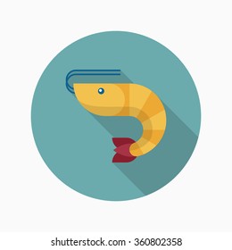 Prawn apron flat  icon with long shadow,circle,eps10,interface,button