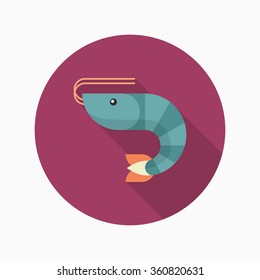 Prawn apron flat  icon with long shadow,circle,eps10,interface,button
