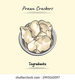 Esbozo De Ilustración De Crackers Prawn Y Estilo Vector. Es bueno para el menú del restaurante, el libro de recetas de comida y el contenido de ingredientes de comida.