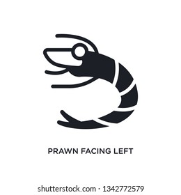prawn facing left isolated icon. simple element illustration from nautical concept icons. prawn facing left editable logo sign symbol design on white background. can be use for web and mobile