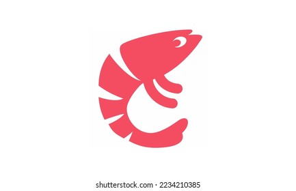 prawn flat design logo icon colorful cute sea animals. Vector flat illustration.