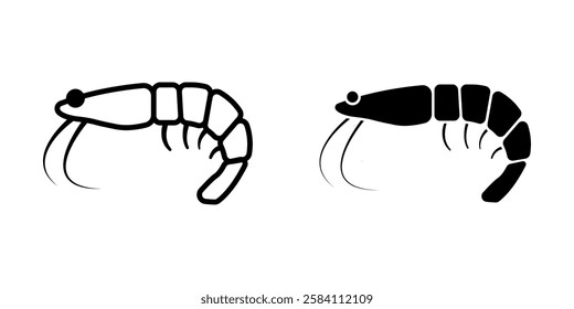 Prawn Icon set. Symbol isolated white background. vector illustration. color editable.