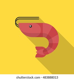 Prawn icon, Vector flat long shadow design. EPS10