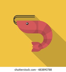 Prawn icon, Vector flat long shadow design. EPS10
