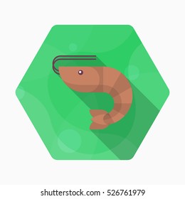 Prawn icon, Vector flat long shadow design. EPS10