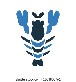  Prawn, lobster icon. Glyph vector on isolated white background