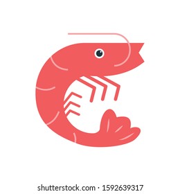 prawn vector flat color icon 