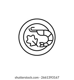 Vektorsymbol für Garnelen. Speisen und Getränke Symbol Linienstil. perfekte Verwendung für Logo, Präsentation, Website und mehr. moderne Icon Design Outline Stil
