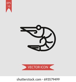 Prawn vector icon, simple sea symbol sign, modern vector illustration for web, mobile design 