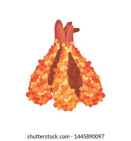 Prawns fried in batter. Vector illustration on white background.