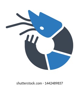 prawns glyph color vector icon