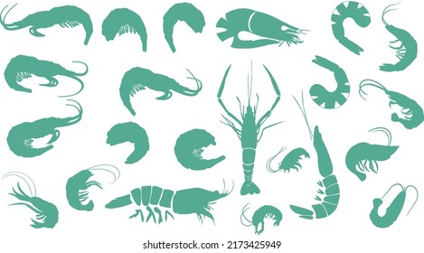 Prawns seafood fresh Silhouettes Premium Vectors	
