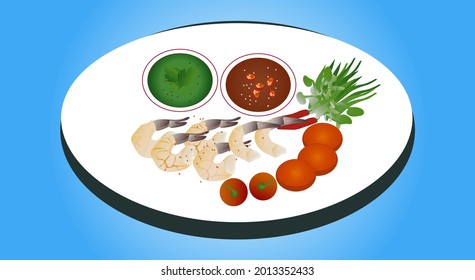 Langostinos con dos salsas aromáticas