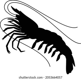 Prawns vector silhouette vector art and illustration