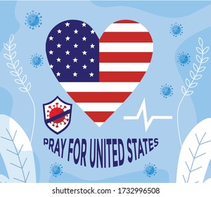 Pray for america.Coronavirus Covid-19 outbreak banner background.