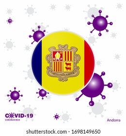 Pray For Andorra. COVID-19 Coronavirus Typography Flag. Stay home, Stay Healthy. Take care of your own health