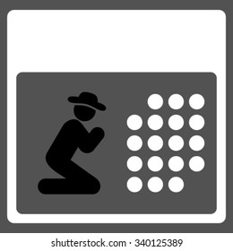Pray Appointment vector icon. Style is bicolor flat symbol, black and white colors, rounded angles, gray background.