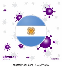 Pray For Argentina. COVID-19 Coronavirus Typography Flag. Stay home, Stay Healthy. Take care of your own health