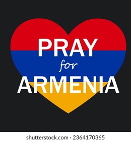 Pray for Armenia concept. An illustration of a heart in colors of Armenian flag.