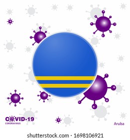 Pray For Aruba. COVID-19 Coronavirus Typography Flag. Stay home, Stay Healthy. Take care of your own health