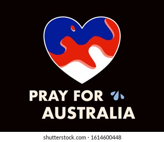 Pray for Australia. Bushfires and catastrophic threat. Message banner in vector illustration.