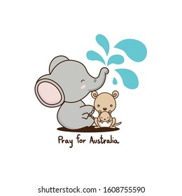 Pray for Australia cartoon vector illustration.