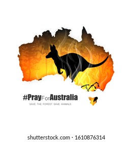 Pray For Australia. Forest fires in Australia. Vector illustration.