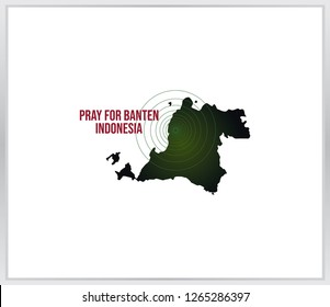 Pray for banten. indonesia message design illustration. map vector of the island
