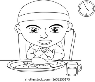 pray before eat in black white