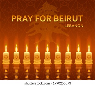 Rezar por el fondo de Beirut con velas