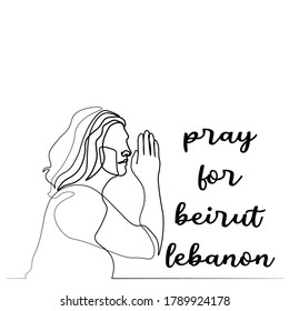 rezar por Beirut Lebanon
Línea continua: Mujer rezando por el país Beirut Líbano
Ilustración vectorial dibujada a mano de línea simple