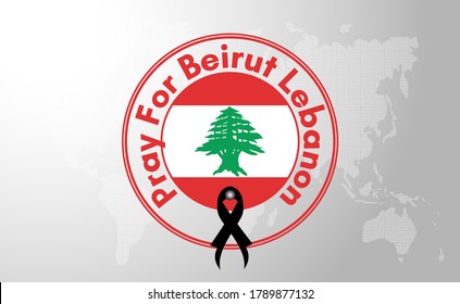 
Pray For Beirut Lebanon Wording In Lebanon Flag From Massive Explosion. Vector Illustration