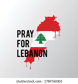Pray For Beirut Lebanon Wording On Lebanon Flag From Massive Explosion