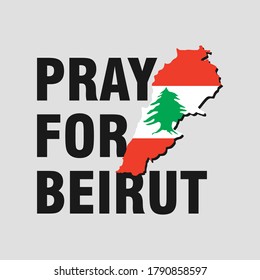 Pray for Beirut Vector illustration with Beirut map on black background concept of Praying, mourning, humanity for Beirut Lebanon massive explosion

