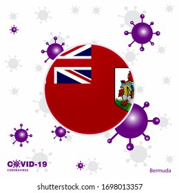Pray For Bermuda. COVID-19 Coronavirus Typography Flag. Stay home, Stay Healthy. Take care of your own health