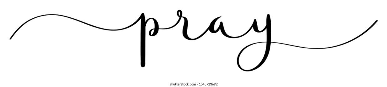 PRAY black brush calligraphy banner