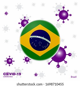 Pray For Brazil. COVID-19 Coronavirus Typography Flag. Stay home, Stay Healthy. Take care of your own health
