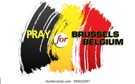 Pray for Brussels, Belgium with flag.
