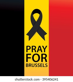 Pray for Brussels. Terrorist attack in Brussels. Mourning. Vector illustration.