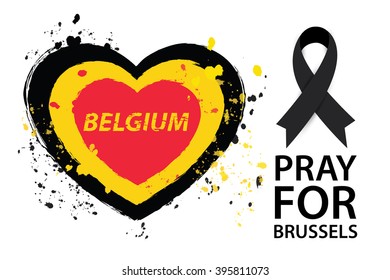Pray for Brussels. Terrorist attack in Brussels. Mourning. Vector illustration.