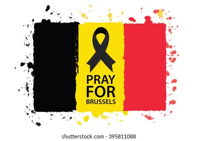 Pray for Brussels. Terrorist attack in Brussels. Mourning. Vector illustration.