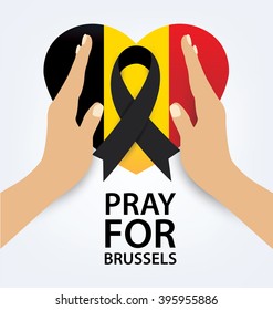 Pray for Brussels. Terrorist attack in Brussels. Mourning. Vector illustration.