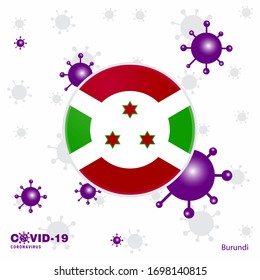 Pray For Burundi. COVID-19 Coronavirus Typography Flag. Stay home, Stay Healthy. Take care of your own health